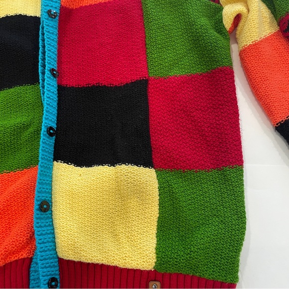 HARRY STYLES Inspired Hand Knit Crochet Color Block Patchwork Oversized Cardigan - Picture 13 of 15
